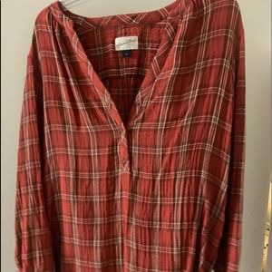 Autumn orange plaid top